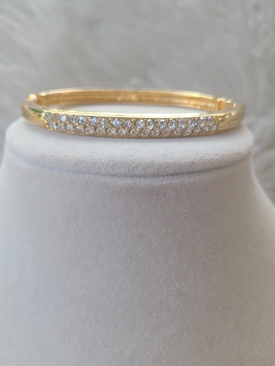 Swarovski Jewelry - Swarovski Gold Toned Crystal Pavé Bangle Bracelet - Excellent Condition Size S
